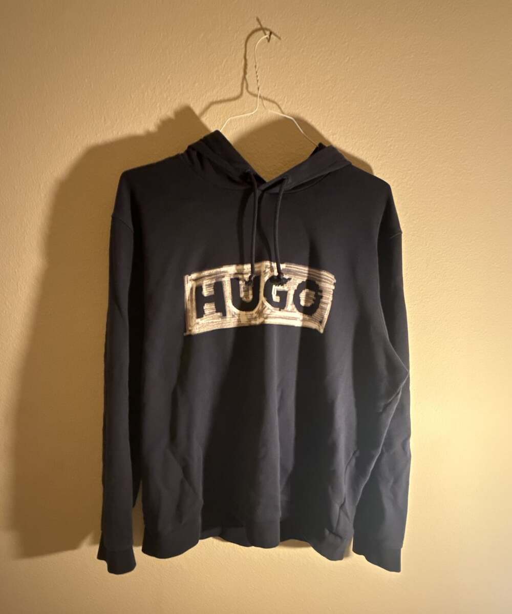 HUGO Cotton-terry hoodie with logo graphic Size XXL Black